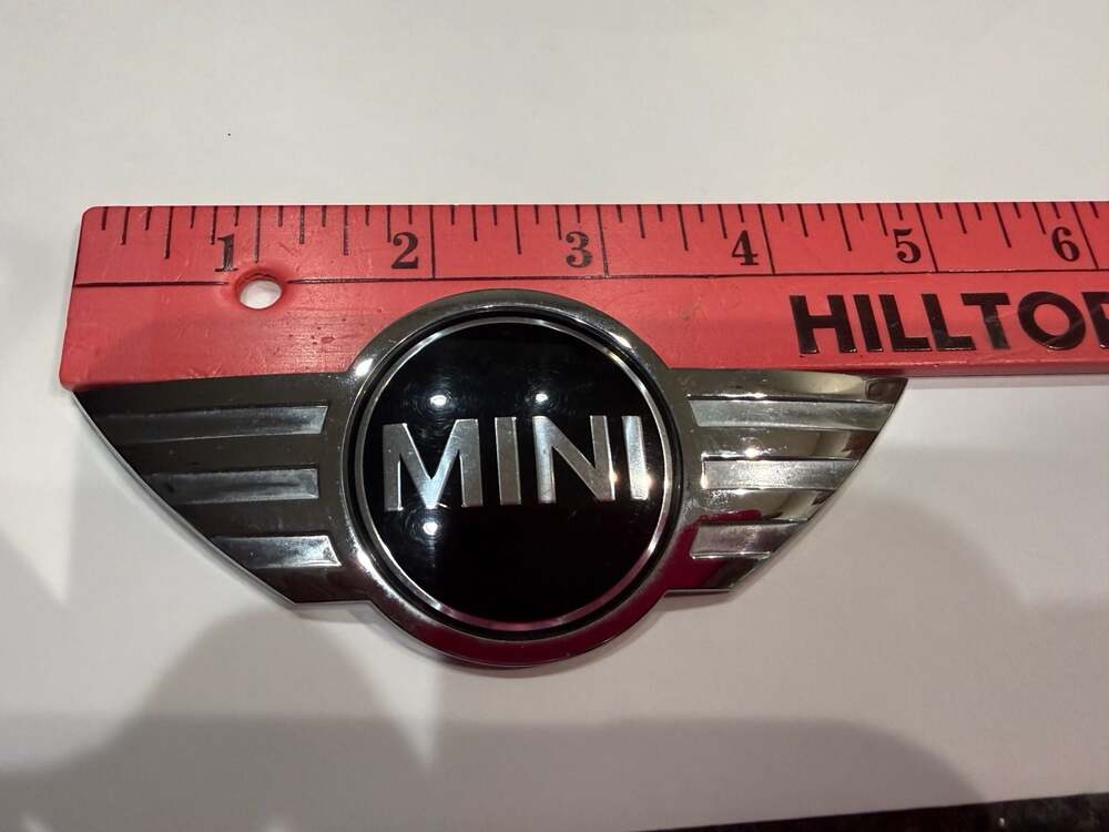 Mini Cooper Chrome and Black Front Hood Emblem Badge Logo Nameplate